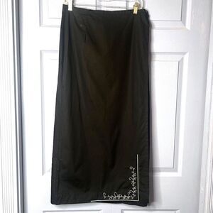 Spiegel‎ Black Wrap Skirt Maxi 100% Cotton Size 10 Embroidered Lightweight